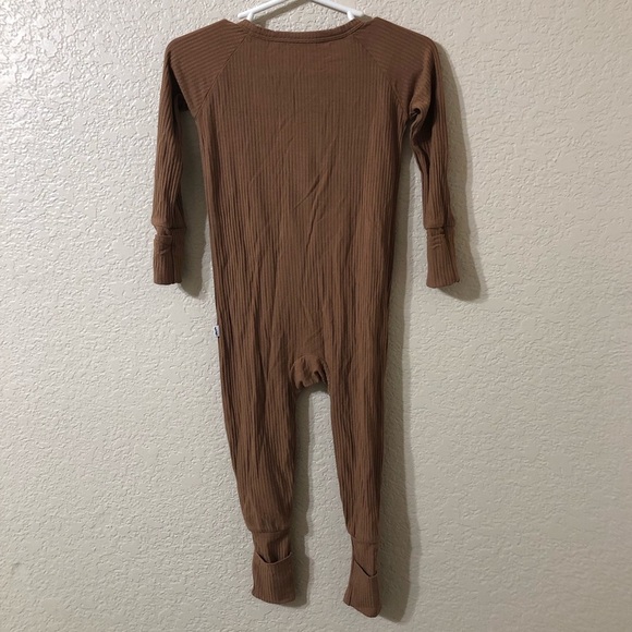 Little Sleepies Ribbed Carmel Brown Bamboo Blend Zippie Sleeper Size 6-12 Months - Picture 7 of 7